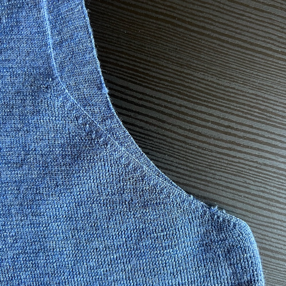 Eileen Fisher Blue Merino Wool Sweater Knit Top Blouse - Picture 6 of 6